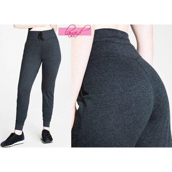 Spanx SkySoft Slim Joggers Very Black Dash Heather High-Rise Waist Sweats XSP - Picture 1 of 12